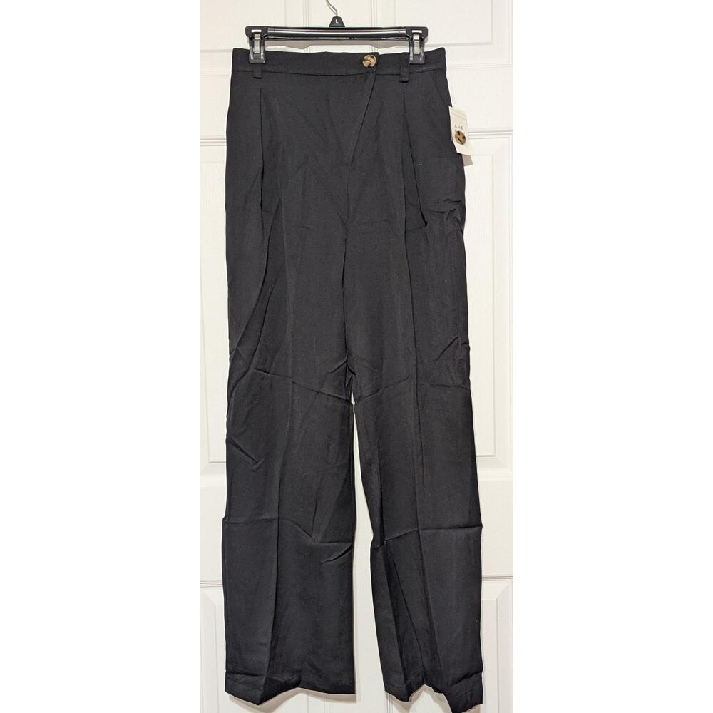 And Now This Pants Womens Small Black Pleated Wide Leg Trouser‎ Office Workwear